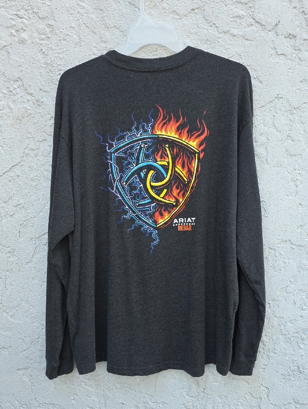 Ariat Rebar Men's Dark Gray Long Sleeve Graphic Work Pocket T-Shirt Size XL